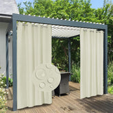 Lofaris Beige Waterproof Grommet Top Outdoor Curtains for Front Porch